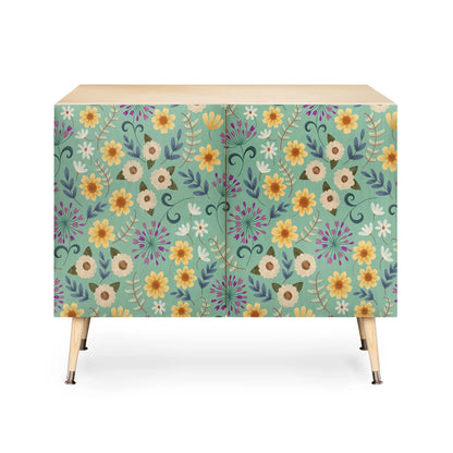 Pimlada ditsy floral blue green cabinet credenza