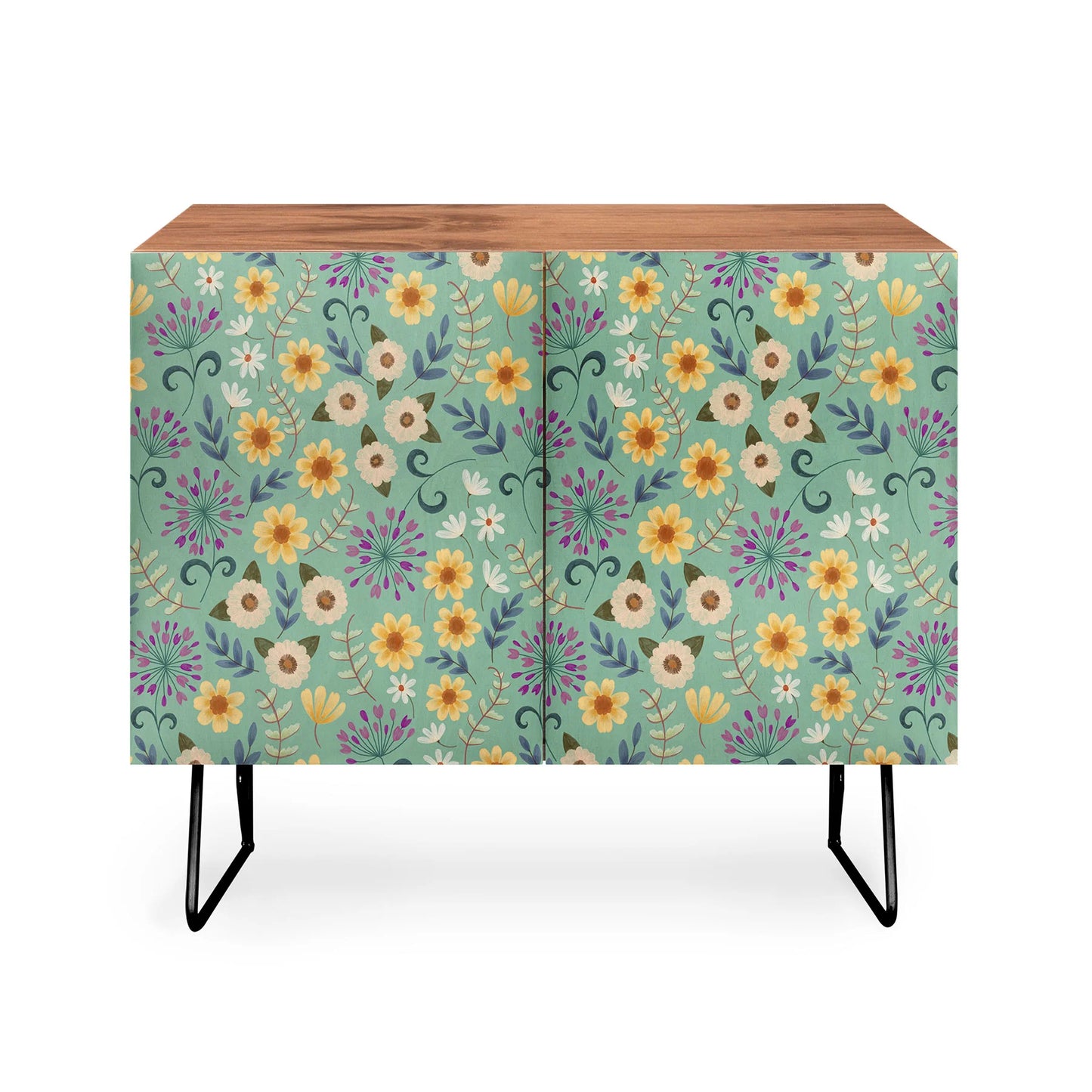 Pimlada ditsy floral blue green cabinet credenza
