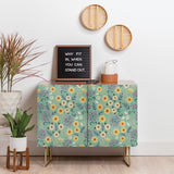 Pimlada ditsy floral blue green cabinet credenza