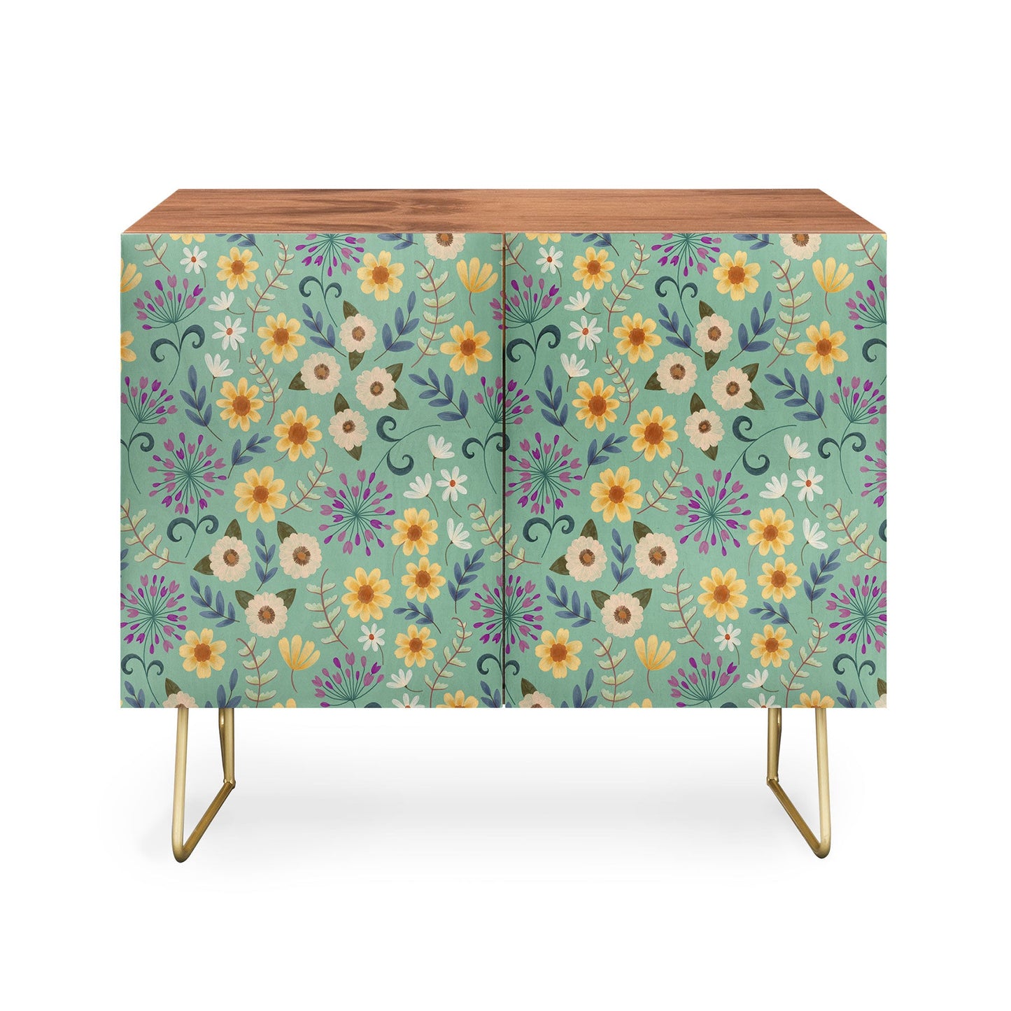 Pimlada ditsy floral blue green cabinet credenza