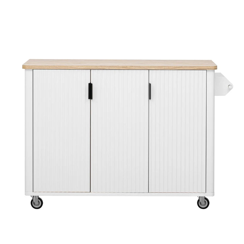 Fluted Kitchen Island with Drop Leaf