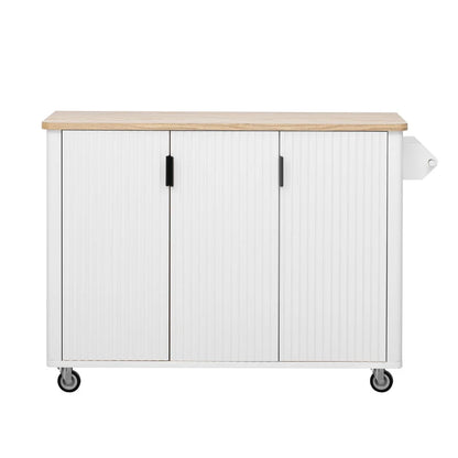 Fluted Kitchen Island with Drop Leaf