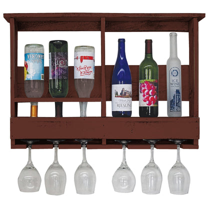 Farmhouse 6 Bottle Wine Bar with 6 Glass Holder