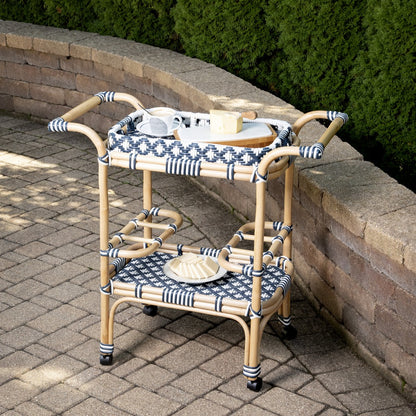 Rolling Rattan Bar Cart