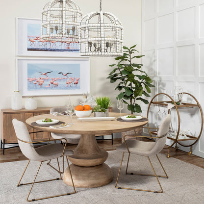 Round Gold Rolling Kitchen Cart With Storage