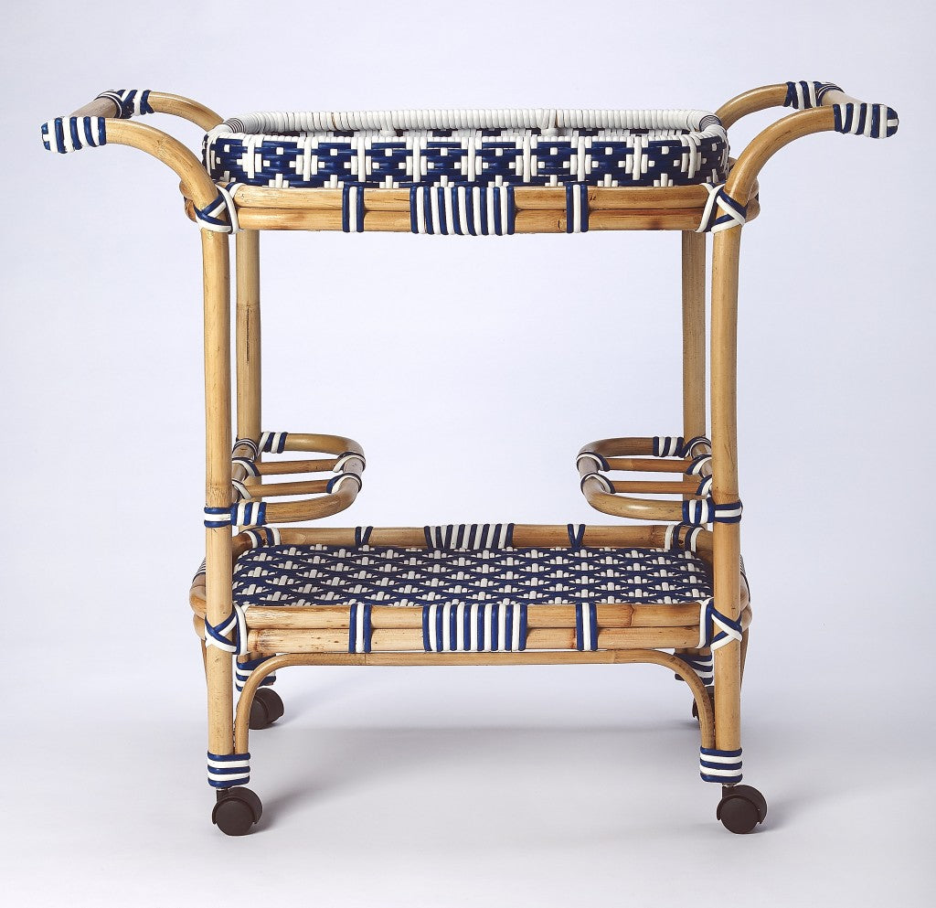 Rolling Rattan Bar Cart