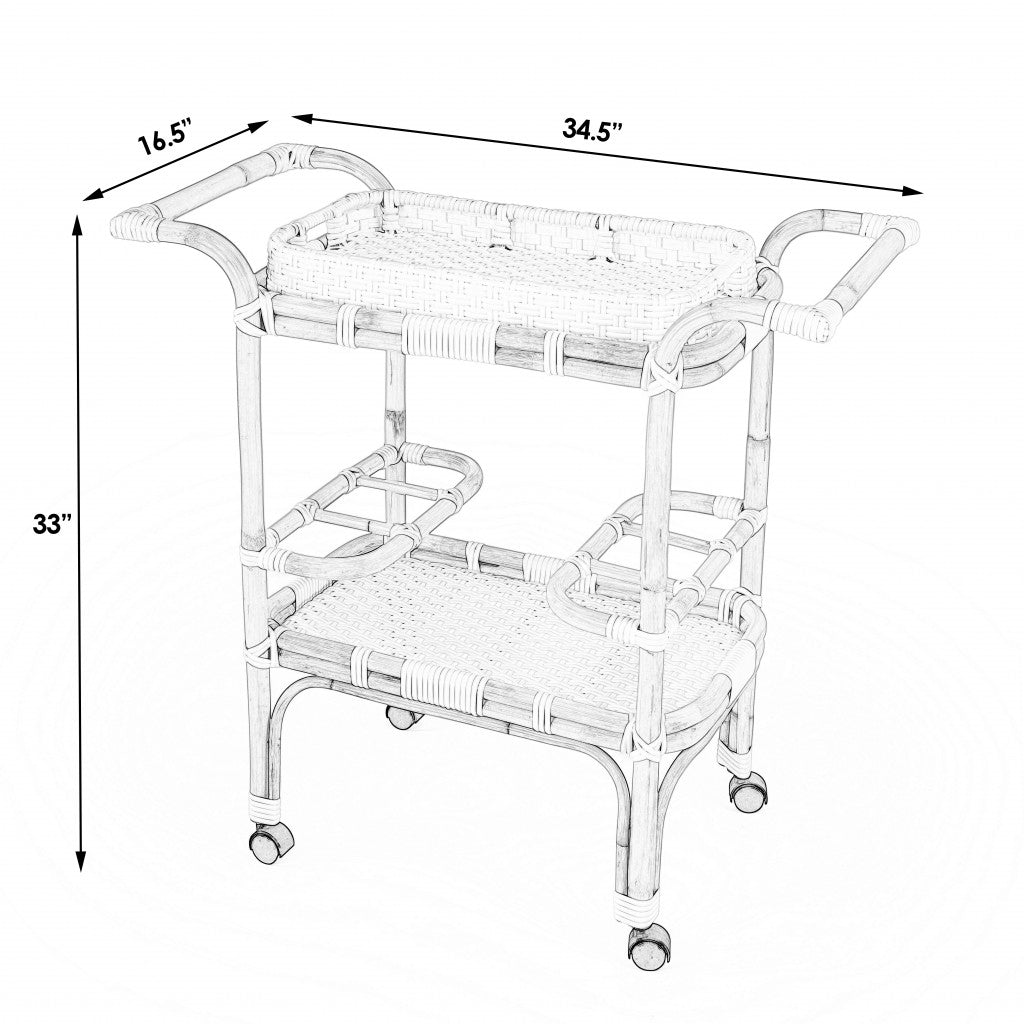 Rolling Rattan Bar Cart