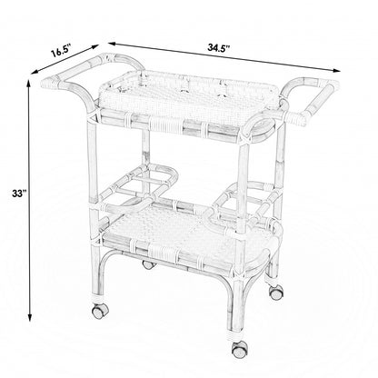 Rolling Rattan Bar Cart