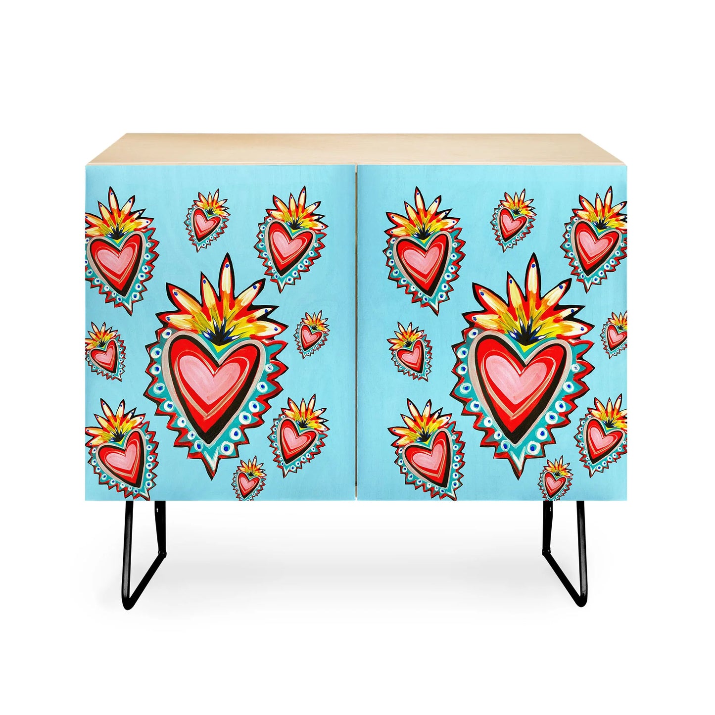Tina salazar hearts in blue cabinet credenza