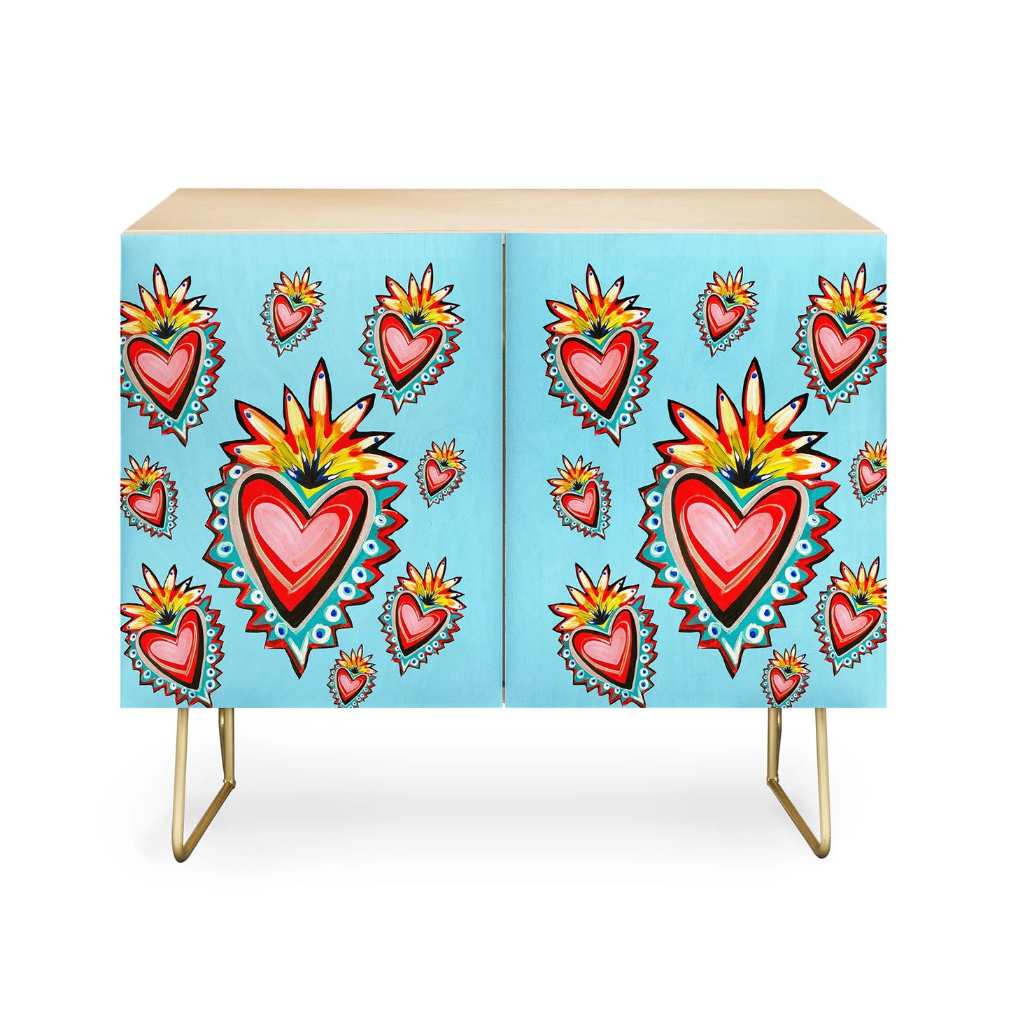 Tina salazar hearts in blue cabinet credenza