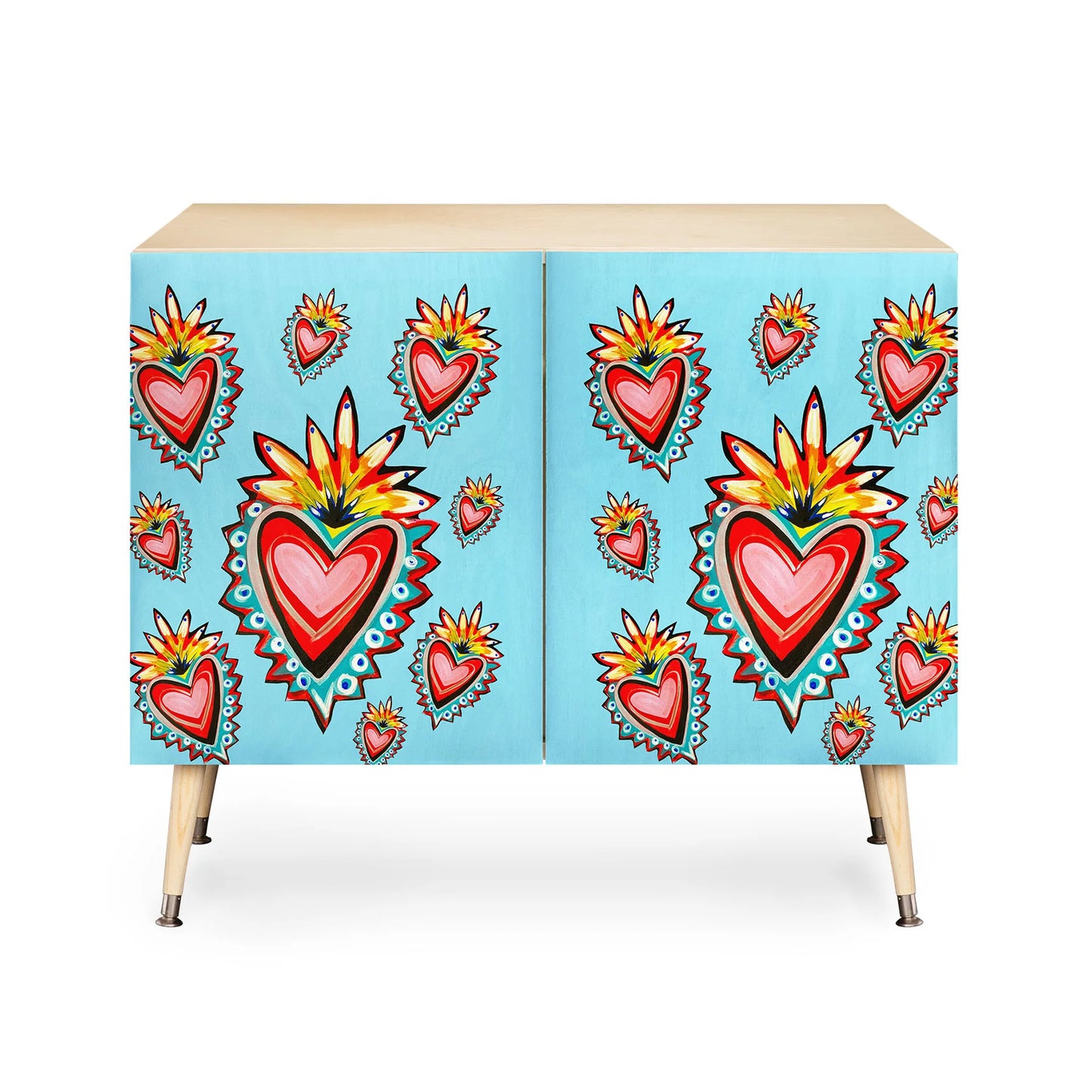 Tina salazar hearts in blue cabinet credenza