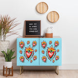 Tina salazar hearts in blue cabinet credenza