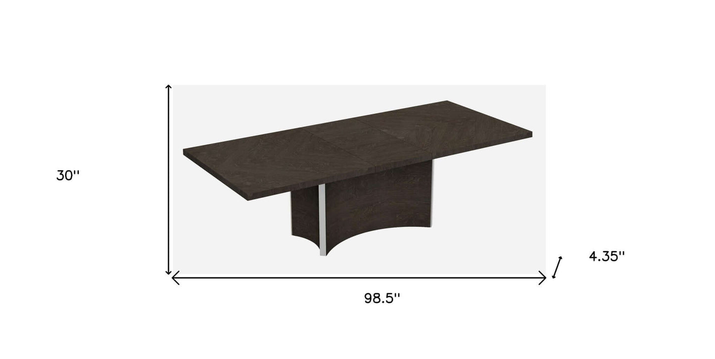 Homeroots 99 Gray Brown Solid Wood Dining Table dimensions and design display on a white background.