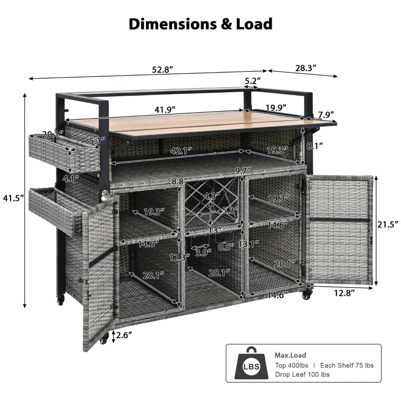 Outdoor Grill Cart with Extended Table Top