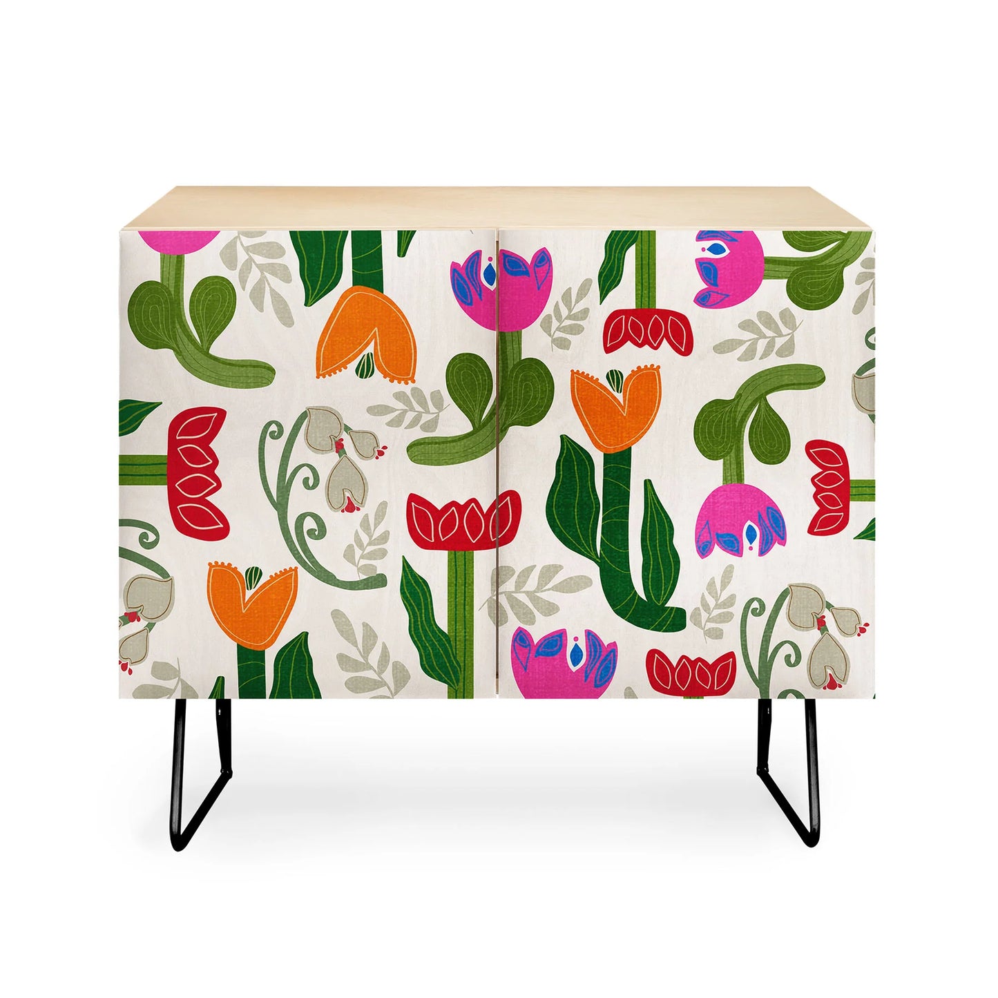 Viviana bold folk wildflowers cabinet credenza