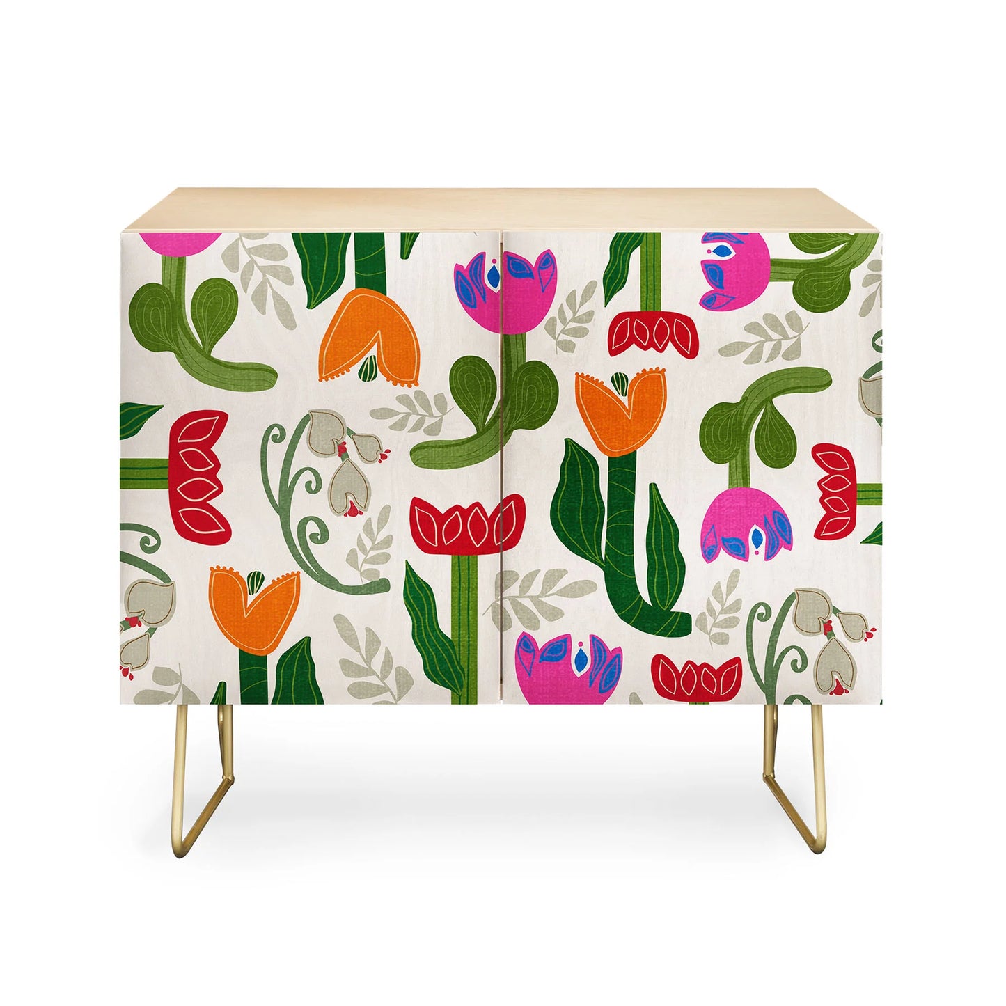 Viviana bold folk wildflowers cabinet credenza