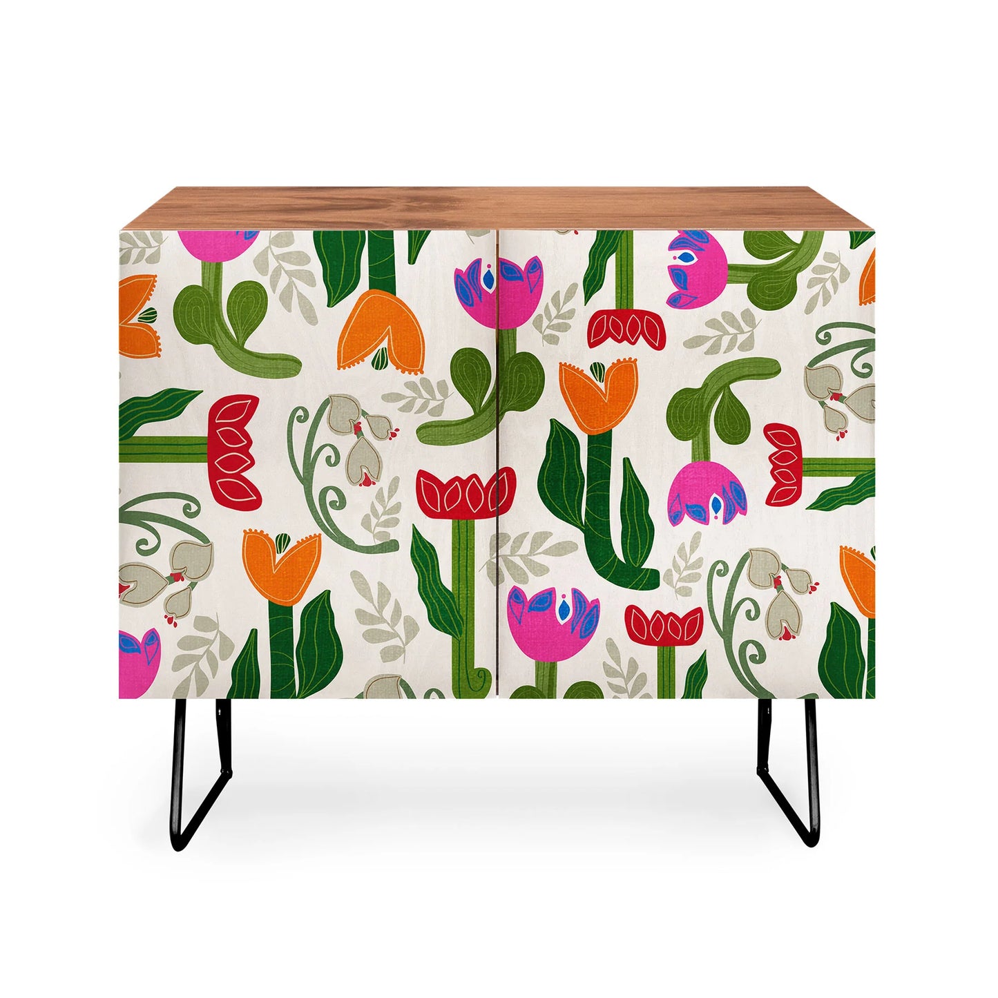 Viviana bold folk wildflowers cabinet credenza