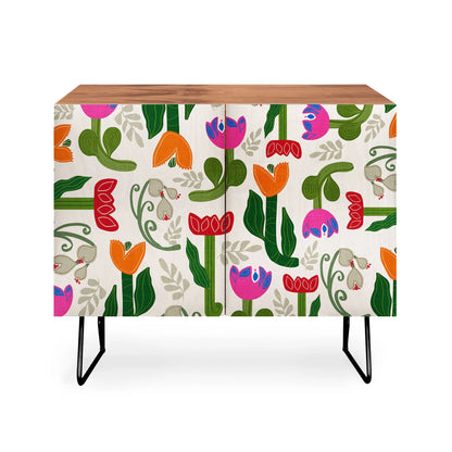 Viviana bold folk wildflowers cabinet credenza