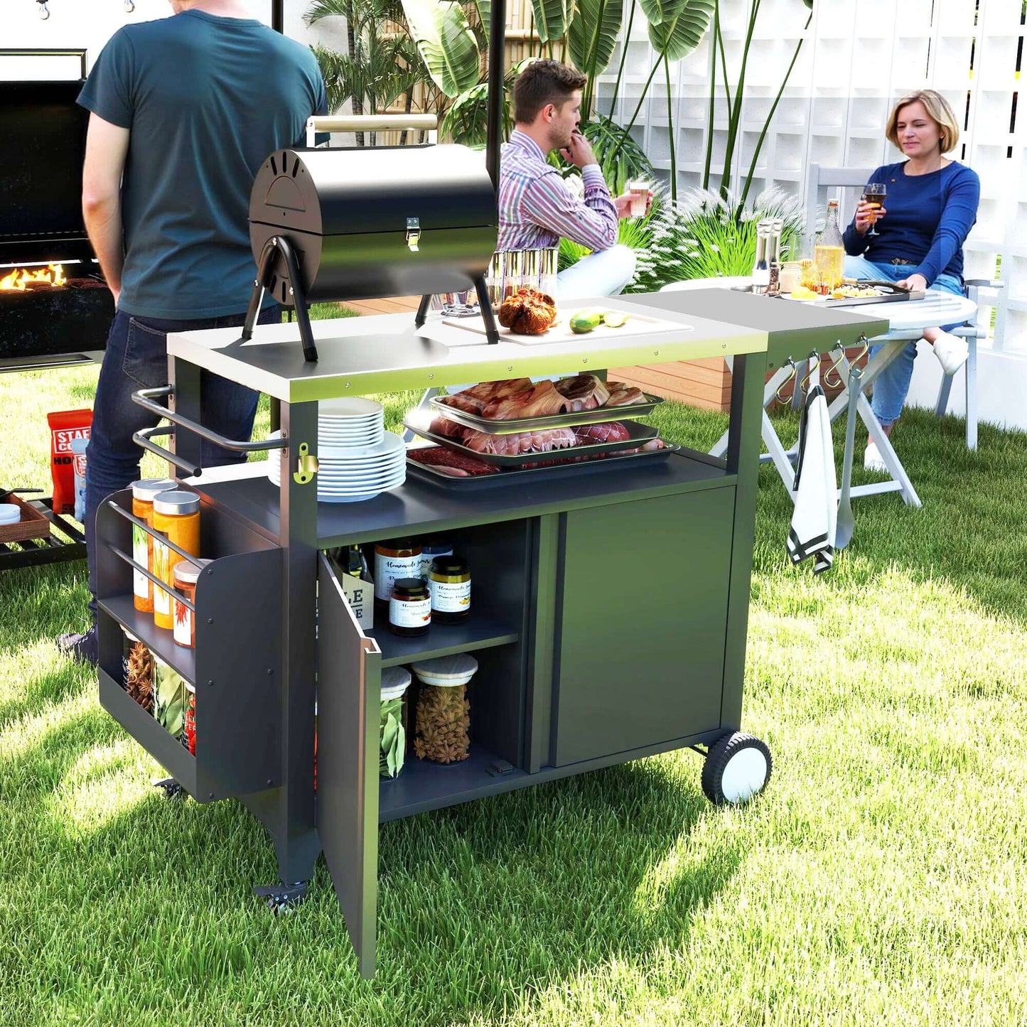 Aosom Stainless Outsunny Outdoor Grill Cart Table
