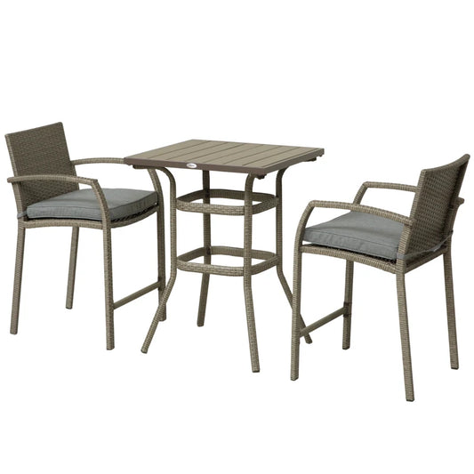 Outsunny 3 PCS Grain Top Rattan Wicker Bar Set 