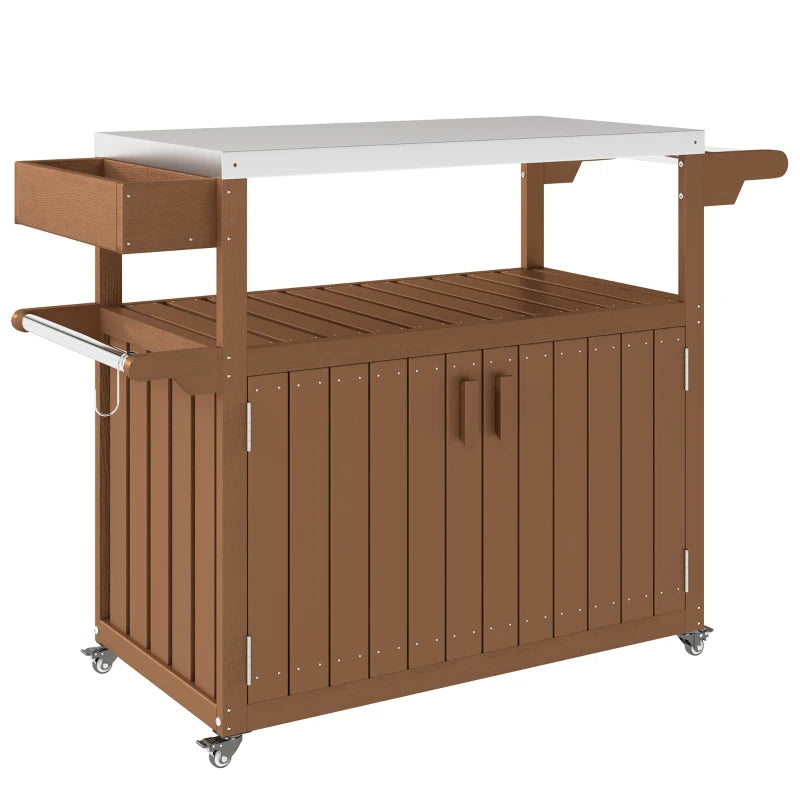 Outsunny Outdoor Bar Cart with Storage