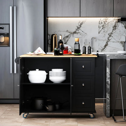 HOMCOM Mobile Kitchen Island with Drop Leaf