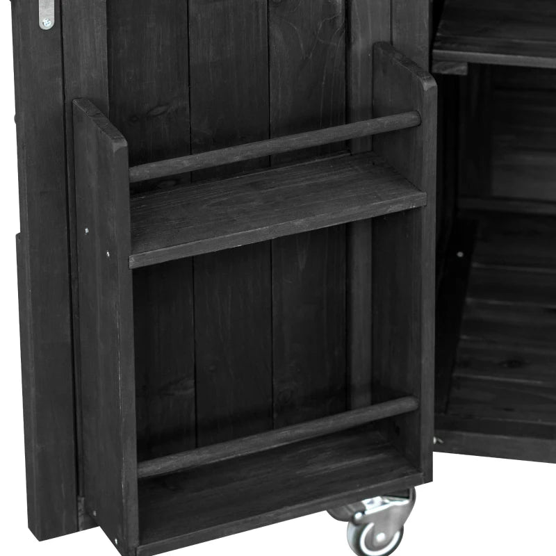 Black Outdoor Kitchen Rolling Bar Cart 
