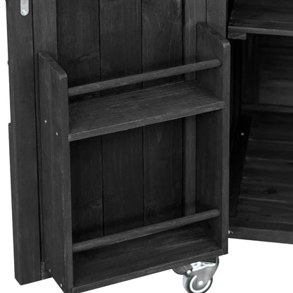 Black Outdoor Kitchen Rolling Bar Cart 